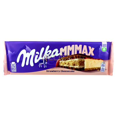 Альпійський молочний шоколад Milka MMMAX Strawberry Cheesecake 300 г 6261005 фото Деліціо фуд