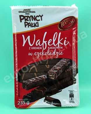 Вафли Tasso Pryncy Palki з какао кремом в шоколаді 235 г 6263960 фото Деліціо фуд