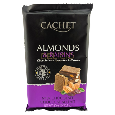Молочний шоколад Cachet Almonds & Raisins - Мигдаль і родзинки 300 г 6260481 фото Деліціо фуд