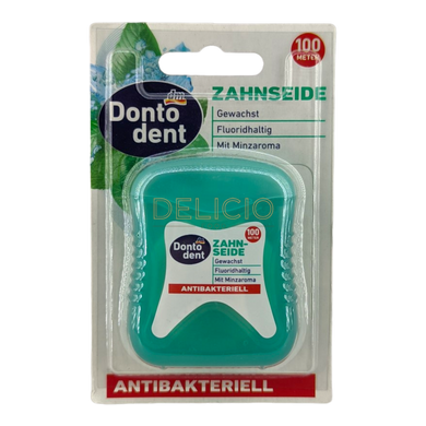 Антибактеріальна зубна нитка Dontodent Zahnseide Antibakterielle 100 м 6263756 фото Деліціо фуд