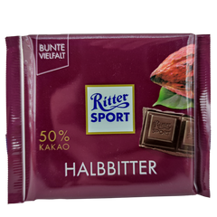 Шоколад чорний Ritter Sport Halbbitter 50% 100 г 5070 фото Деліціо фуд