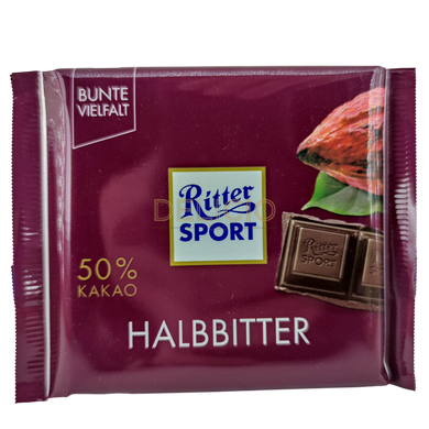 Шоколад чорний Ritter Sport Halbbitter 50% 100 г 5070 фото Деліціо фуд
