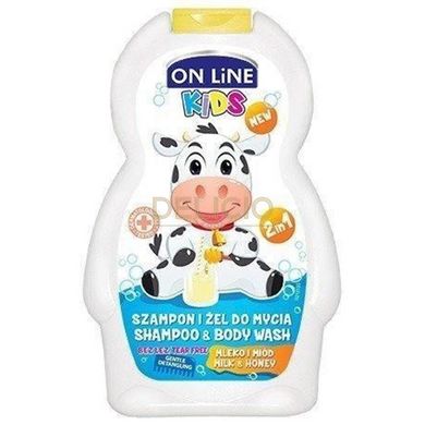 Дитячий шампунь і гель для душу 2в1 ON LiNE KIDS - Молоко з медом 250 мл 6259503 фото Деліціо фуд