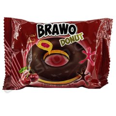 Кекс BRAWO DONUT з вишневою начинкою у какао-молочній глазурі 50 гр